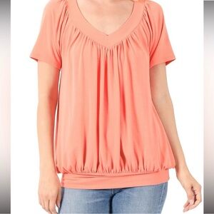 Zenana Outfitters Butter Orange Short Sleeve Top